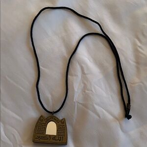 Authentic Original Vintage Style Egyptian Necklace with Brass Mirror Pendant